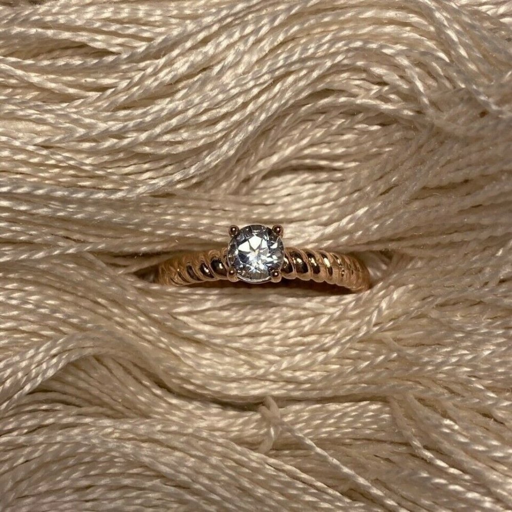 NWT Made in Italy Bronzallure Blue Topaz 18k Rose Gold Plated Bronze Ring US 7